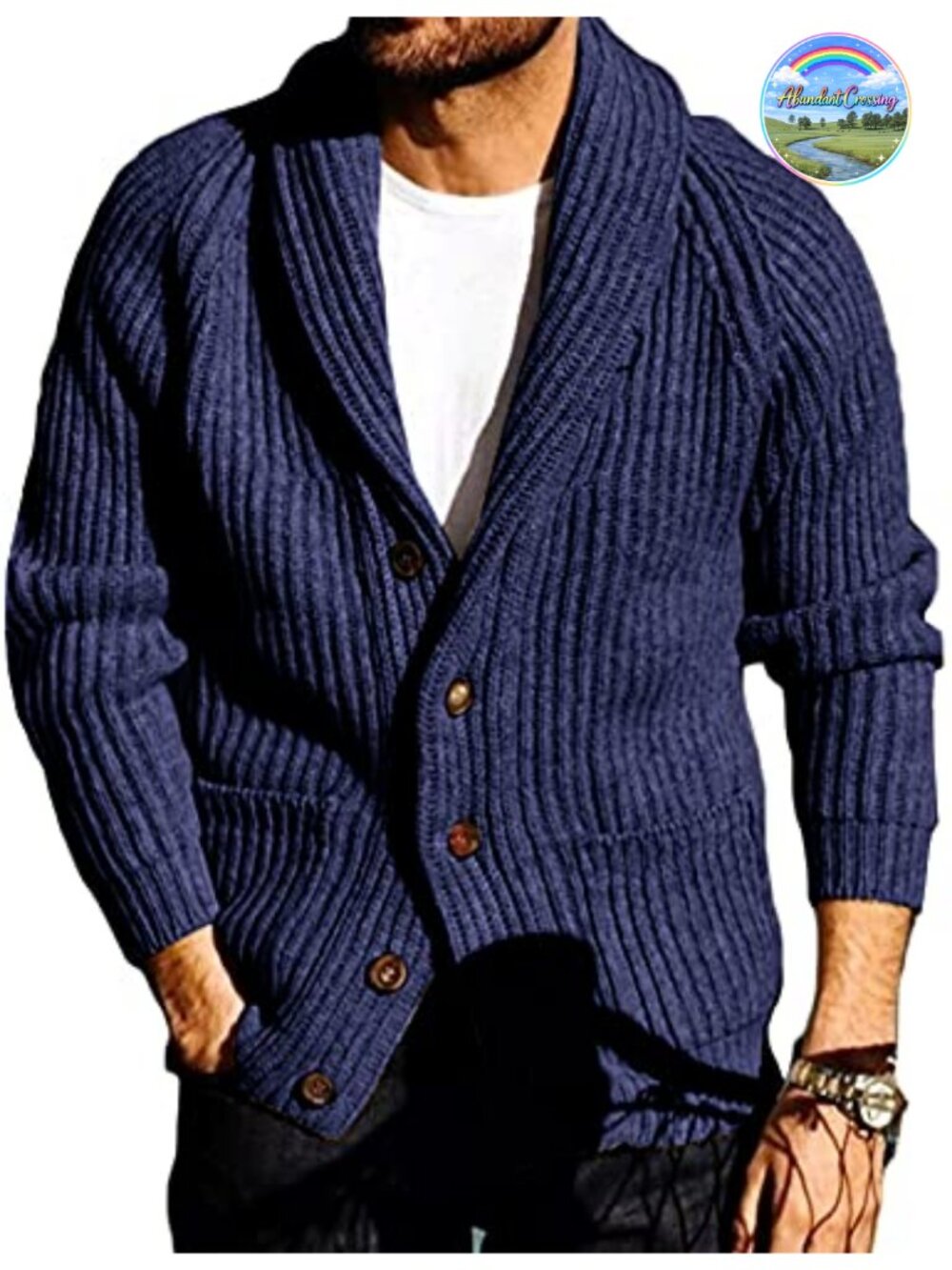 Mens Shawl Collar Cardigan Cable Knit Button Down Sweater